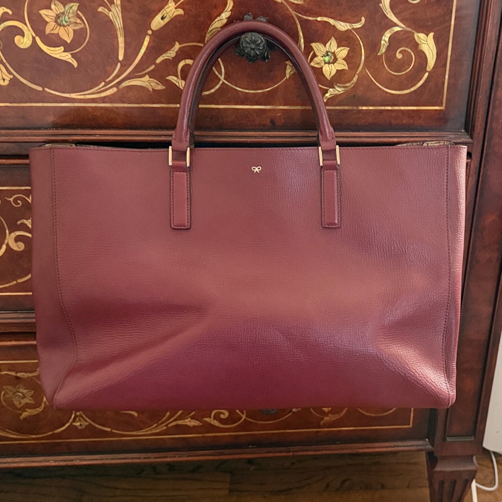 Anya Hindmarch Burgundy Featherweight Ebury Tote